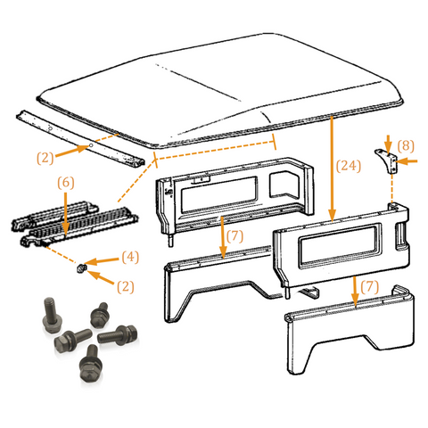 Hardtop Kit Complete | Marine Grade Stainless | FJ40, Stainless Hardware JIS - Overland Metric