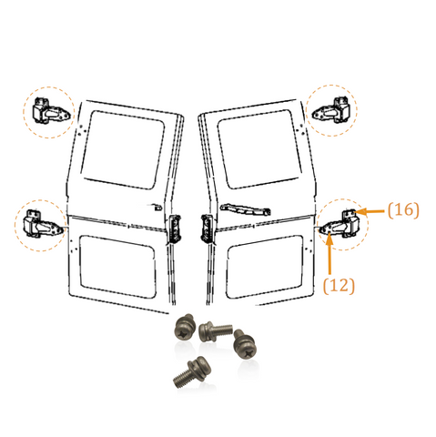 Ambulance Door Hinge | Marine Grade Stainless | Pan Head | FJ40, Stainless Hardware JIS - Overland Metric