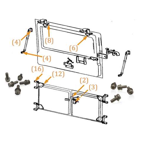 Early Rear Lift Gate & Barn Doors | Marine Grade Stainless | FJ40, Stainless Hardware JIS - Overland Metric