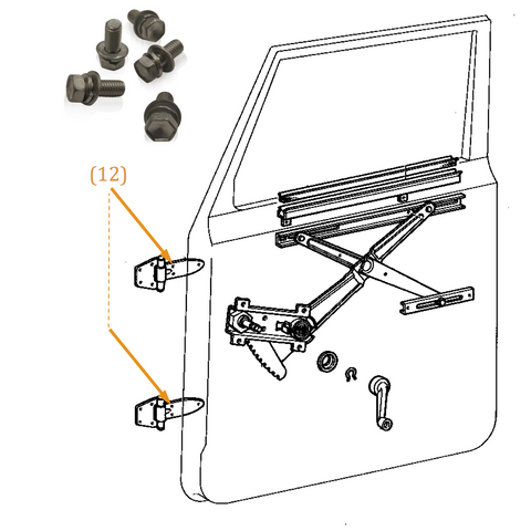 Front Door Hinge | Outer Exterior Bolts | Marine Grade Stainless | FJ40, Stainless Hardware JIS - Overland Metric