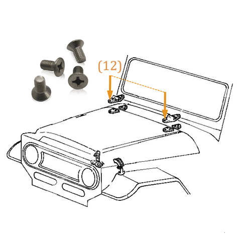 Hood Hinge | Marine Grade Stainless | Oval Head Phillips | FJ40, Stainless Hardware JIS - Overland Metric